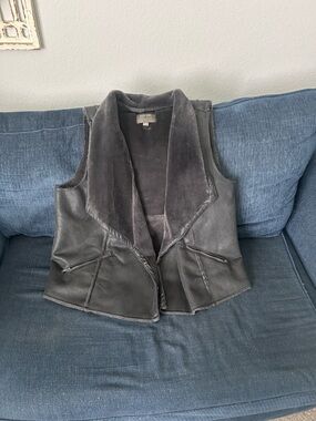 Maurices Charcoal Grey Faux Shearling Draped Vest